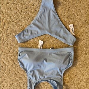 Light Blue Ribbed Bikini Set